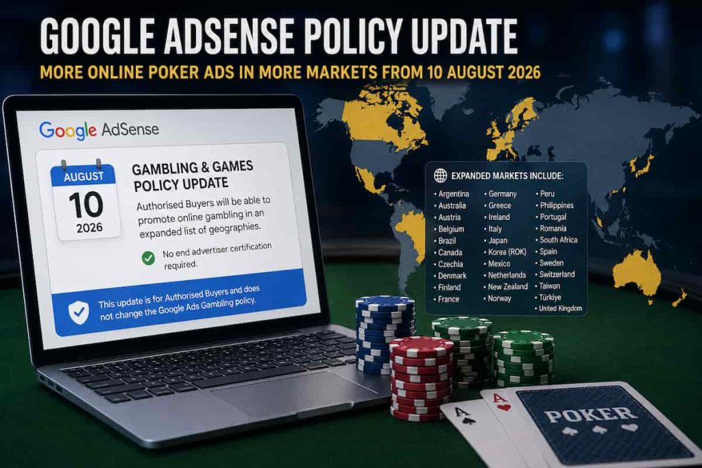 Google Adsense online poker gambling