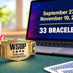 Gold bracelet beside a laptop for the 2026 WSOP fall online series.
