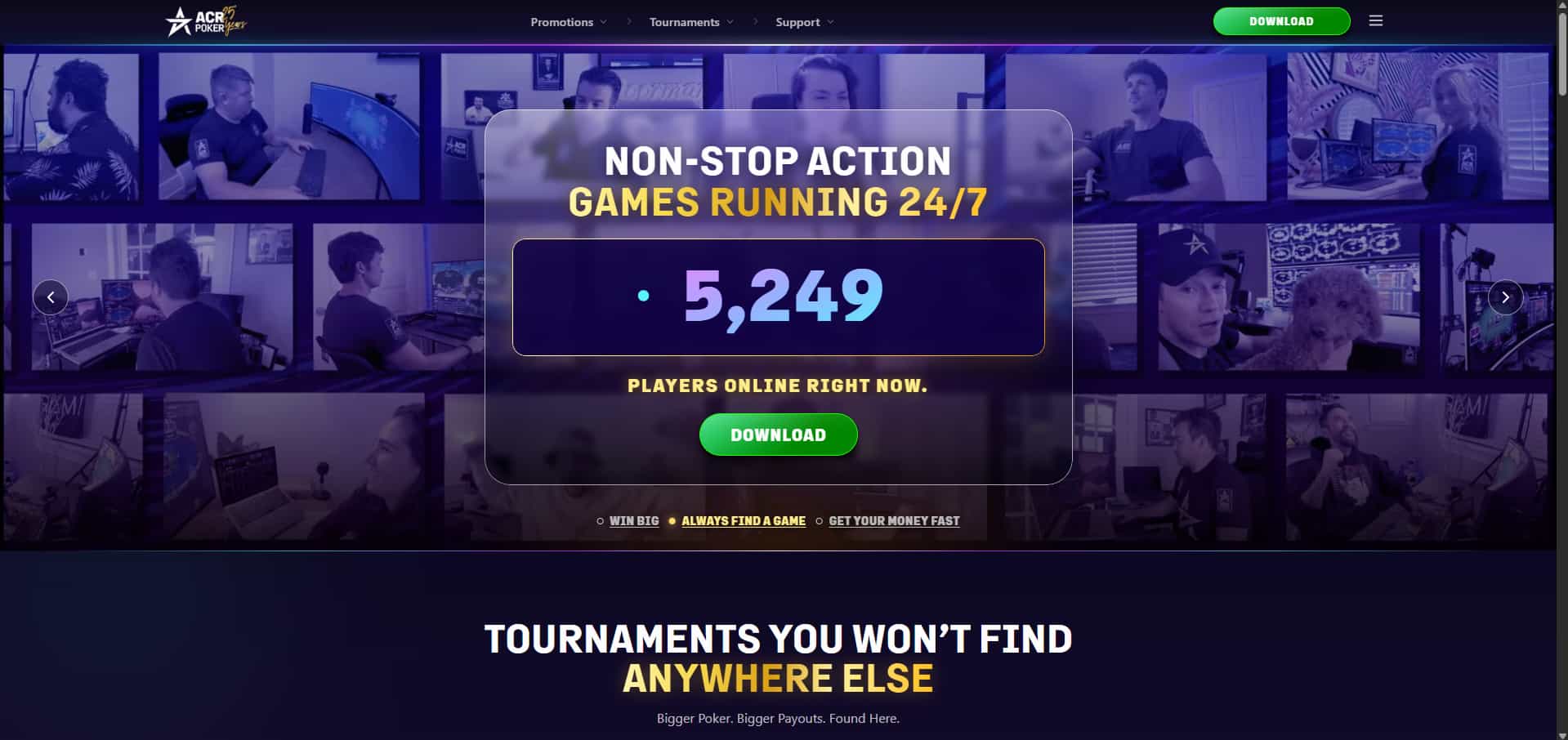 ACR Poker homepage screenshot