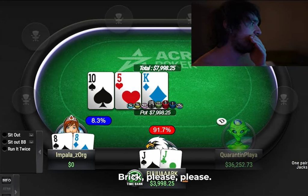 FUUUAAARK watches an ACR Poker hand with a $7,998.25 pot.