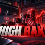 CoinPoker high rake controversy illustration featuring the operator’s logo, rising red arrows and stacks of poker chips highlighting increased cash-game rake charges.
