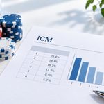 ICM calculations alongside some poker chips.