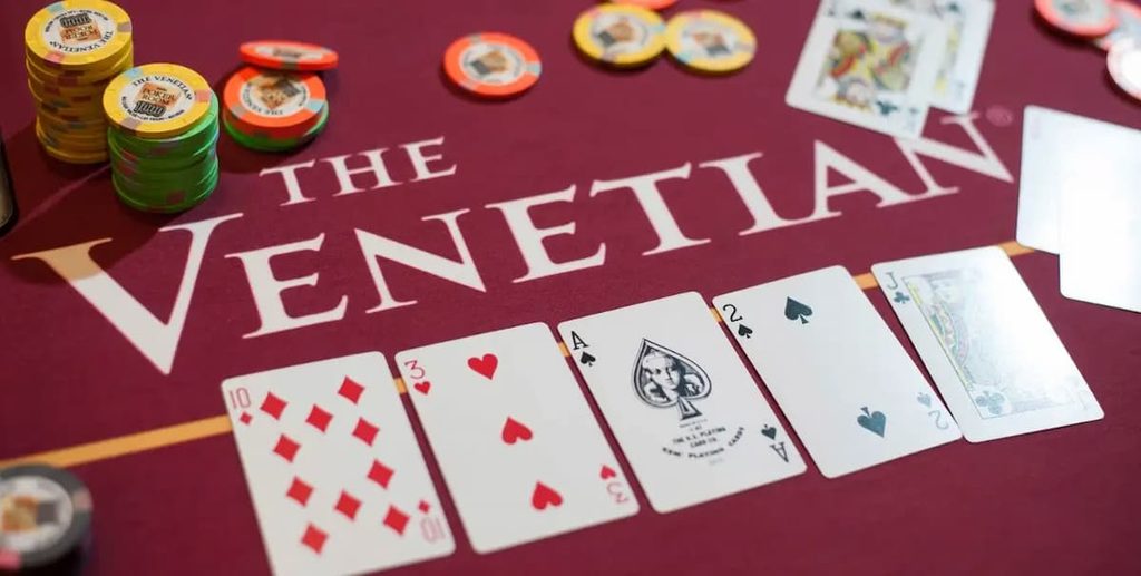 A poker table from The Venetian Poker room in Las Vegas.