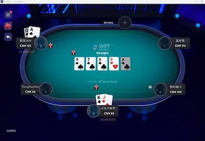 Short Deck poker table in the WPT Global client