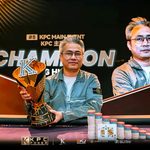 Peng Huang holds the KPC Main Event trophy after winning the October 2026 tournament in Jeju, South Korea.